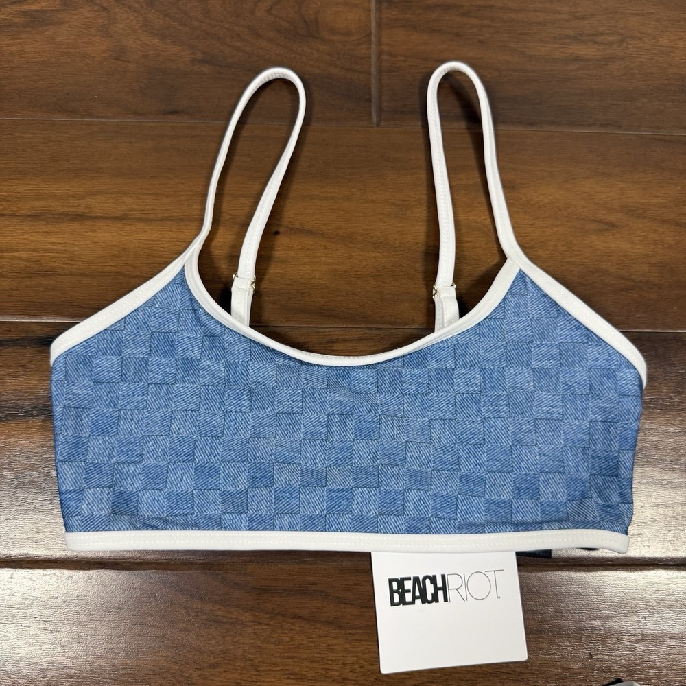 Beach Riot Size XS / S Blue Denim Daze 2 Piece Bikini Estelle Top Hester Bottom - Picture 2 of 12